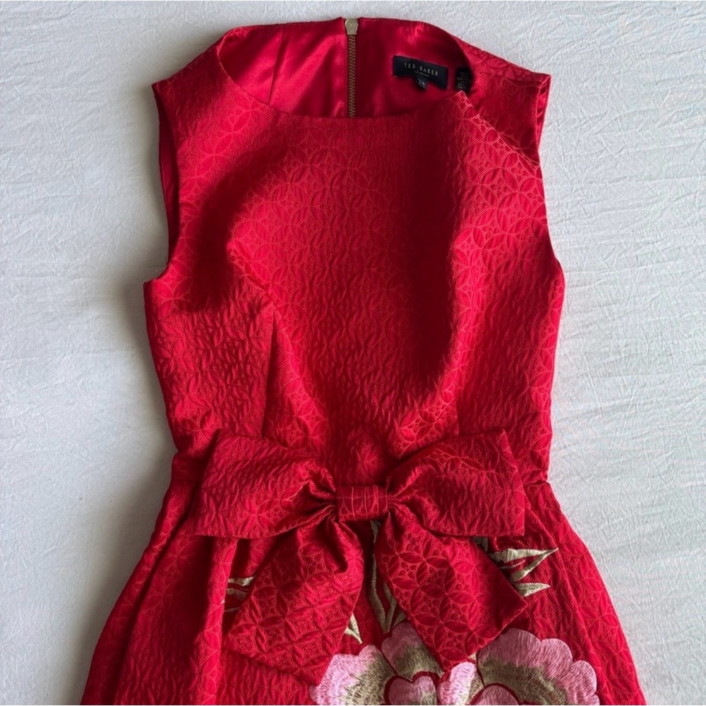 Ted Baker Red Floral Sleeveless Dress size 1 - Picture 7 of 7